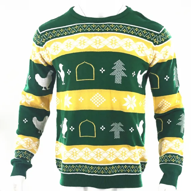 Men's Fashion Casual Long Sleeve Round Neck Christmas Sweater Wheat - Shop at LoveMi