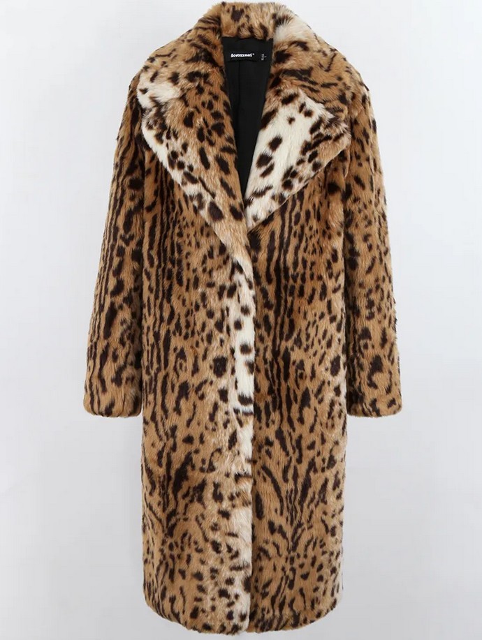 European And American Leather Fur Coat Leopard Fur Extended Artificial Wool Leopard Print - Shop at LoveMi