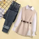 Apricot Blue Pants 3Pcs Set