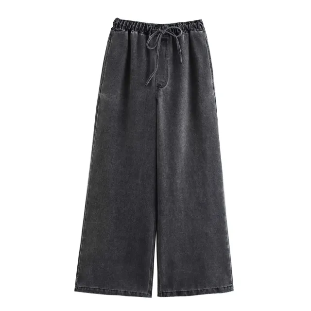 Women's Washed Blue Denim Top And Trousers Gray Trousers - Shop at LoveMi