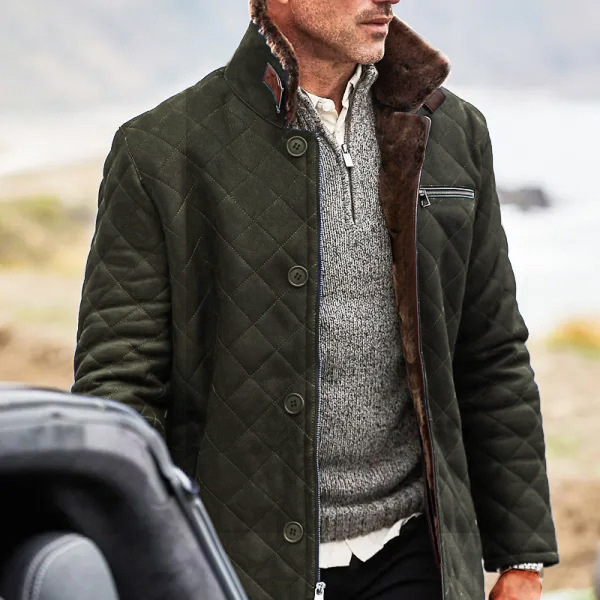American-style Solid-color Work Jacket With Buttons For Middle-aged Men - Image 3