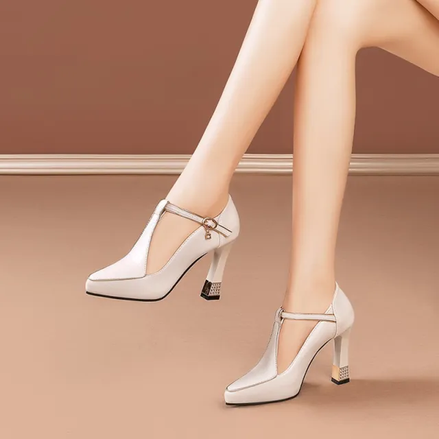 New Low cut High Heels Women's Chunky Heel White - Shop at LoveMi