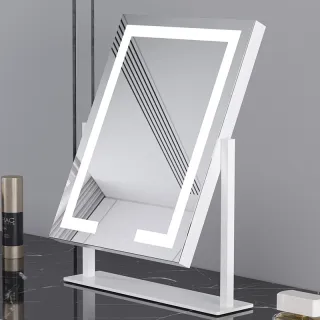 Desktop LED Light Makeup Mirror - White