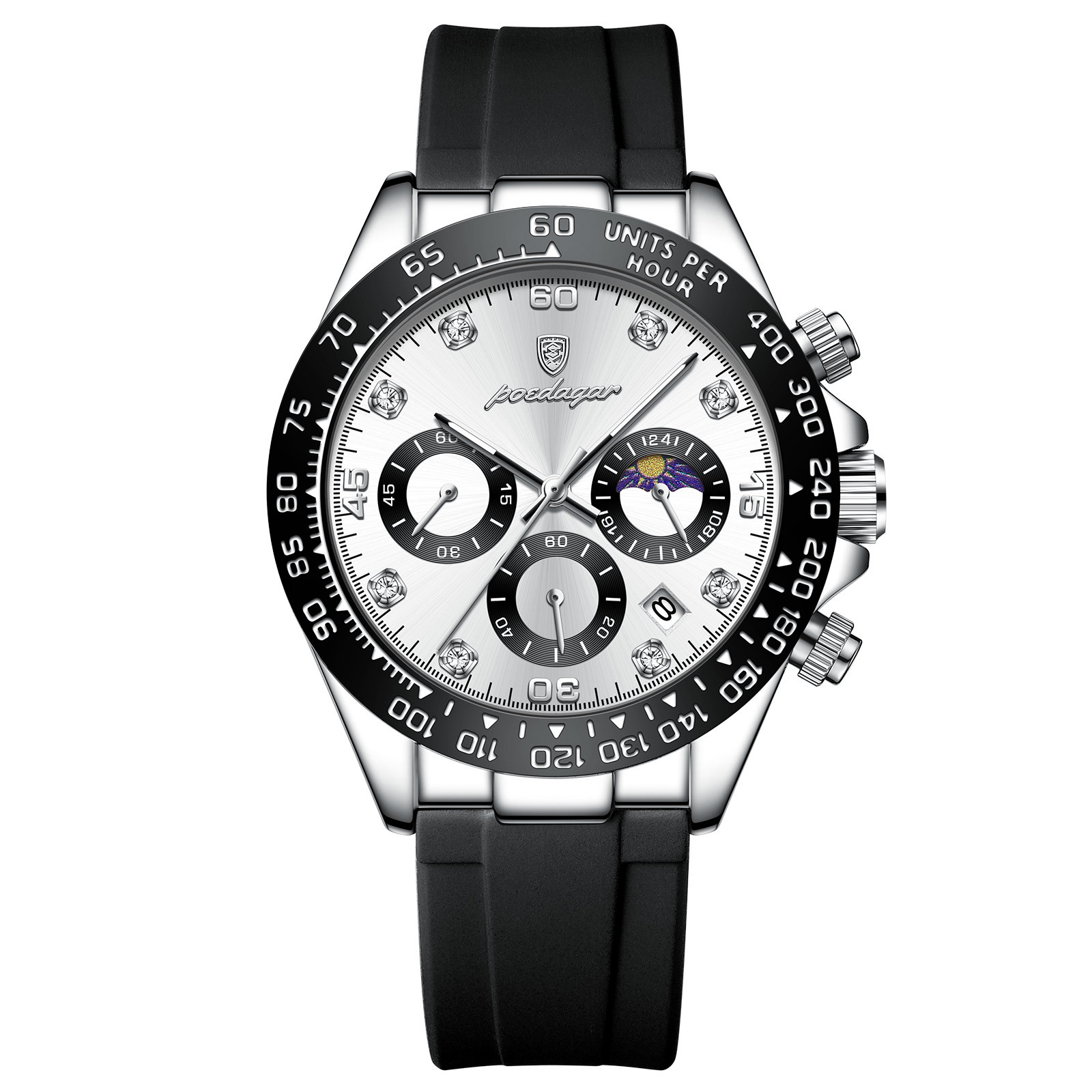 41mm Full Chronograph Wasserdicht Silikonband Herrenuhr - Bild 6 von 6