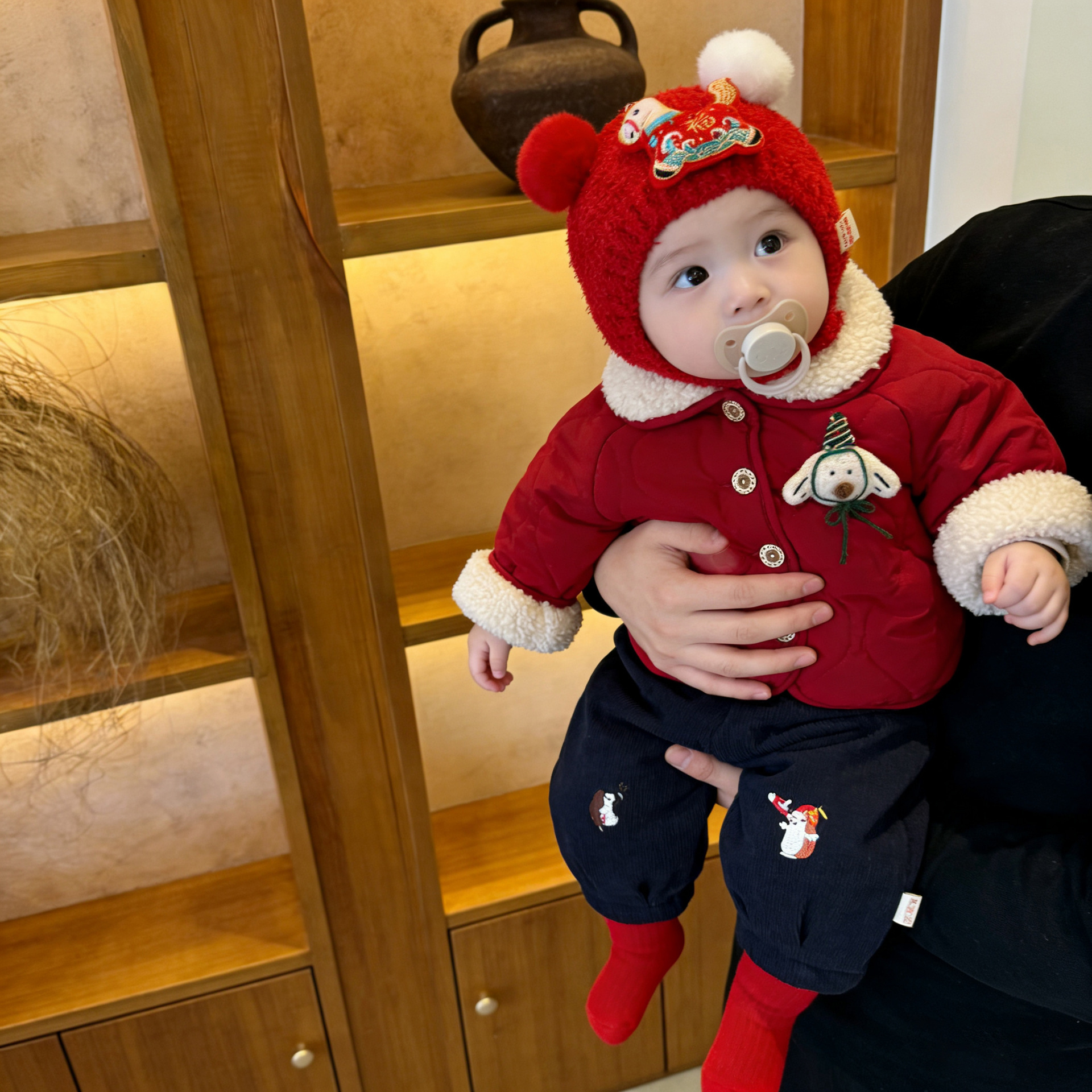 Boys Red New Year Outfit Set Winter Super-Cute Padded