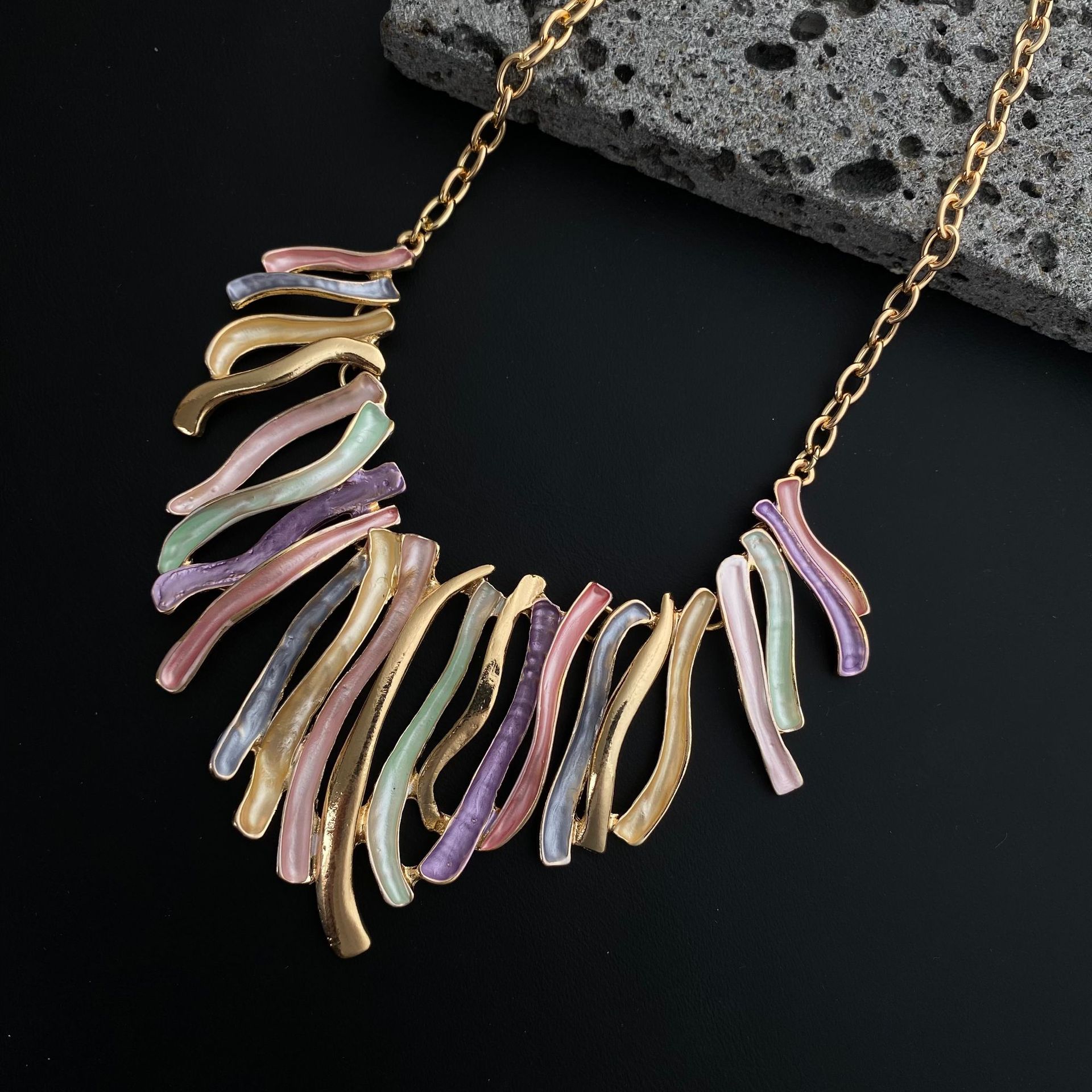 Colorful Line Alloy Necklace Creative Irregular