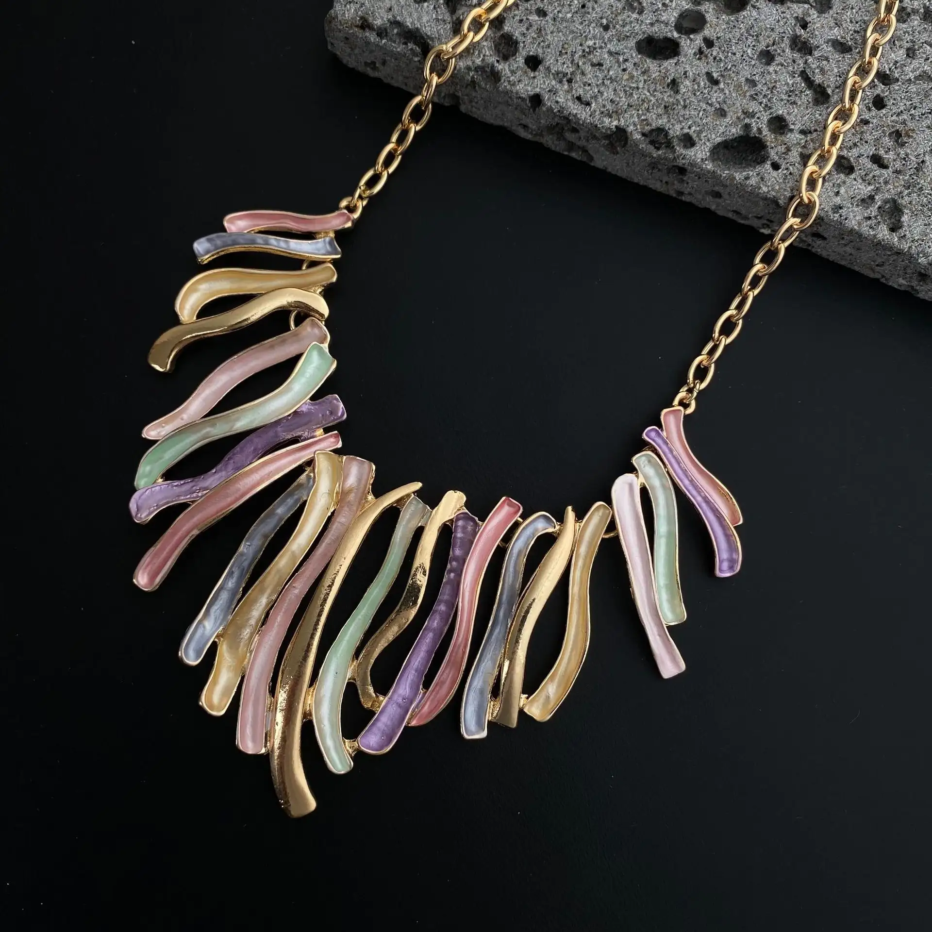 Colorful Line Alloy Necklace Creative Irregular