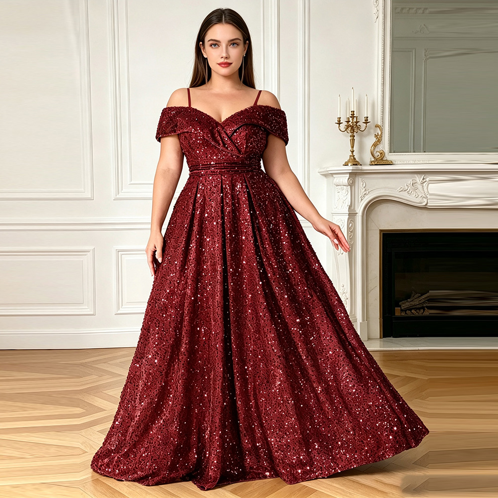 Sequin Off-Shoulder Evening Gown, picture 5 of 9