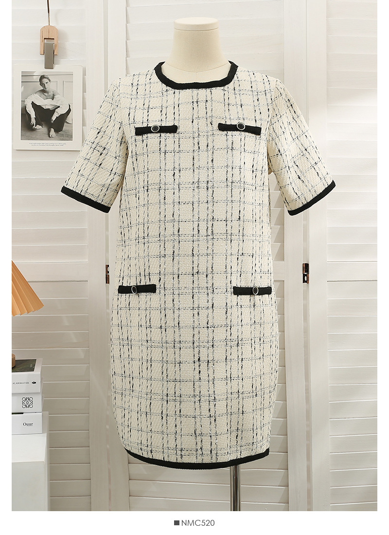 Retro Tweed Plaid Loose-fitting Short Skirt For Women