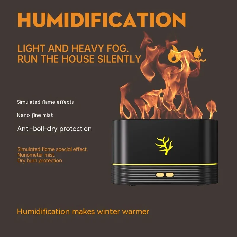 Flame Humidifier USB Smart Timing LED Electric Aroma Diffuser Simulation Fire Night Lamp Home Decor – image 6