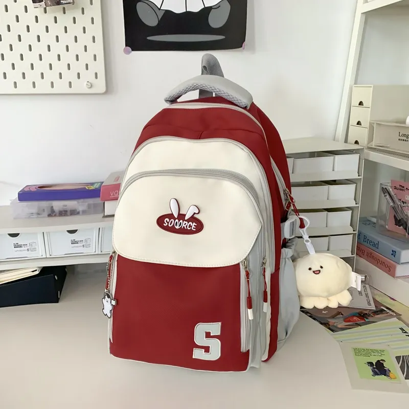 Harajuku Large Capacity Primary School Student Junior's Schoolbag - Red