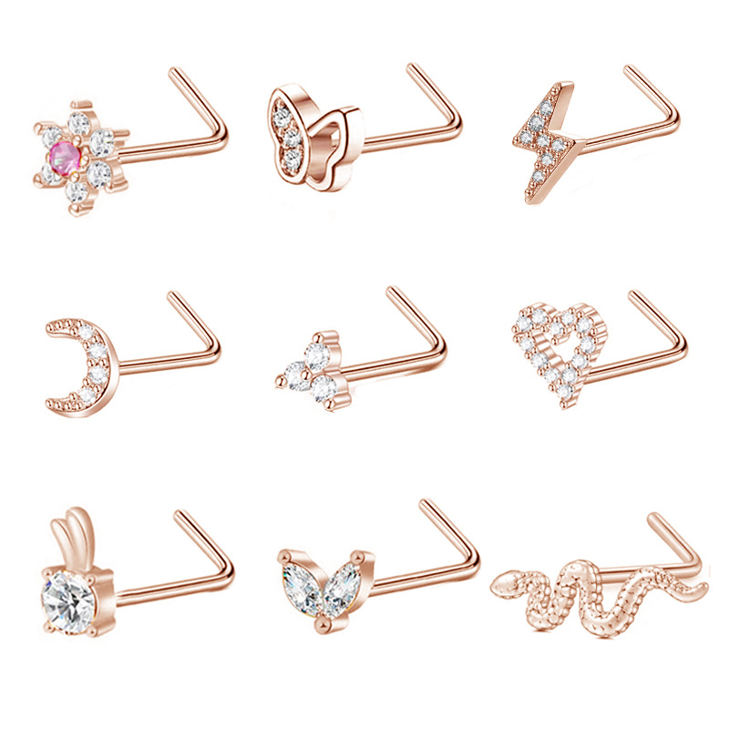 Bijuterii personalizate cu piercing-uri în formă de nas, împânzit cu zirconiu