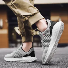 Men's Lightweight Fashion Trendy Sneakers - Gray - View 1