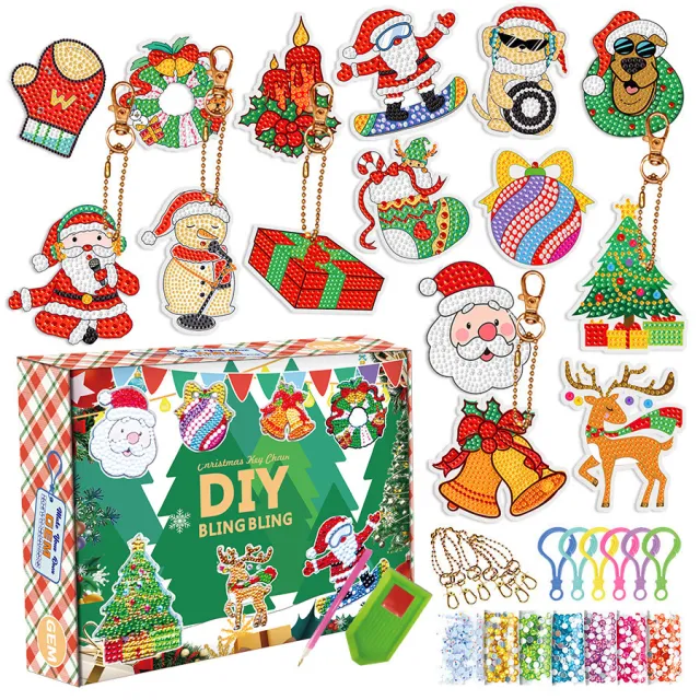 Christmas Diamond Painting Keychain Handmade Spot Drill DIY Painting 15Pcs Xh021 - Shop at LoveMi