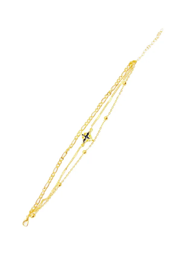 Simple Multi layer Oil Dripping Cross Pendant Bracelet Gold - Shop at LoveMi