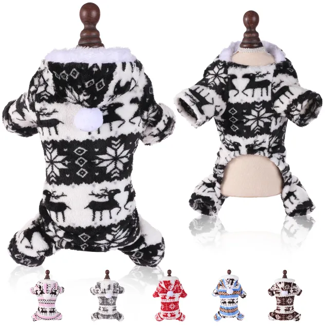 Puppy Clothes Super Soft Coral Fleece Pet Clothes Christmas Outfit Black - Shop at LoveMi
