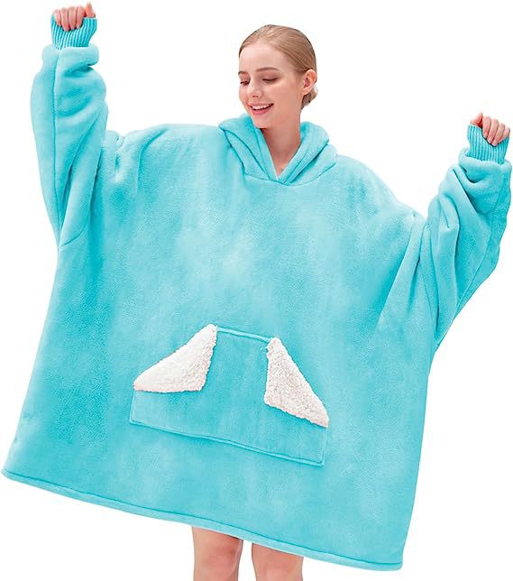 Men's And Women's Same Hooded Blanket With Hood And Sleeves, Oversized Hooded Nightgown Couple Homewear