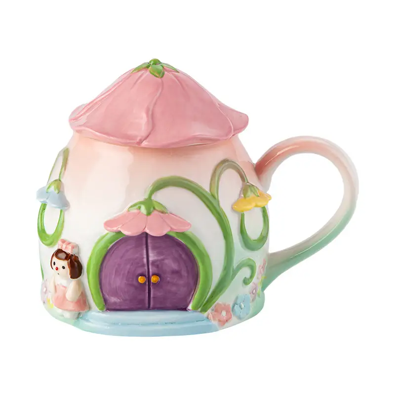Cute Little Girl Heart Greenhouse Ceramic Water Cup