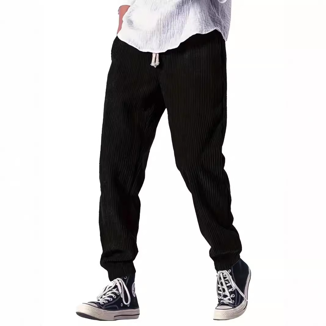 Mens Thickened Waffle-Weave Sporty Casual Pants For Fall Winter - Image 1