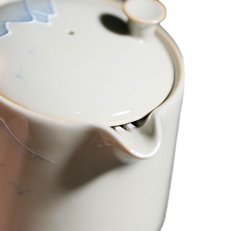 Hand Painted Landscape Side Handle Pot Underglaze Porcelain Candle Warm Tea Stove Suit