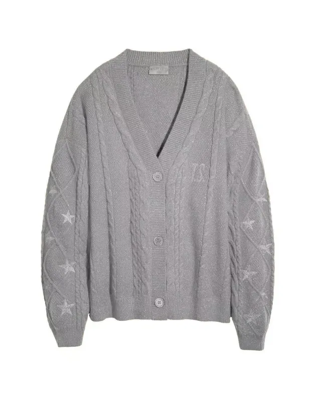 Cardigan Embroidery XINGX Loose And Idle Dinified Sweater Gray - Shop at LoveMi