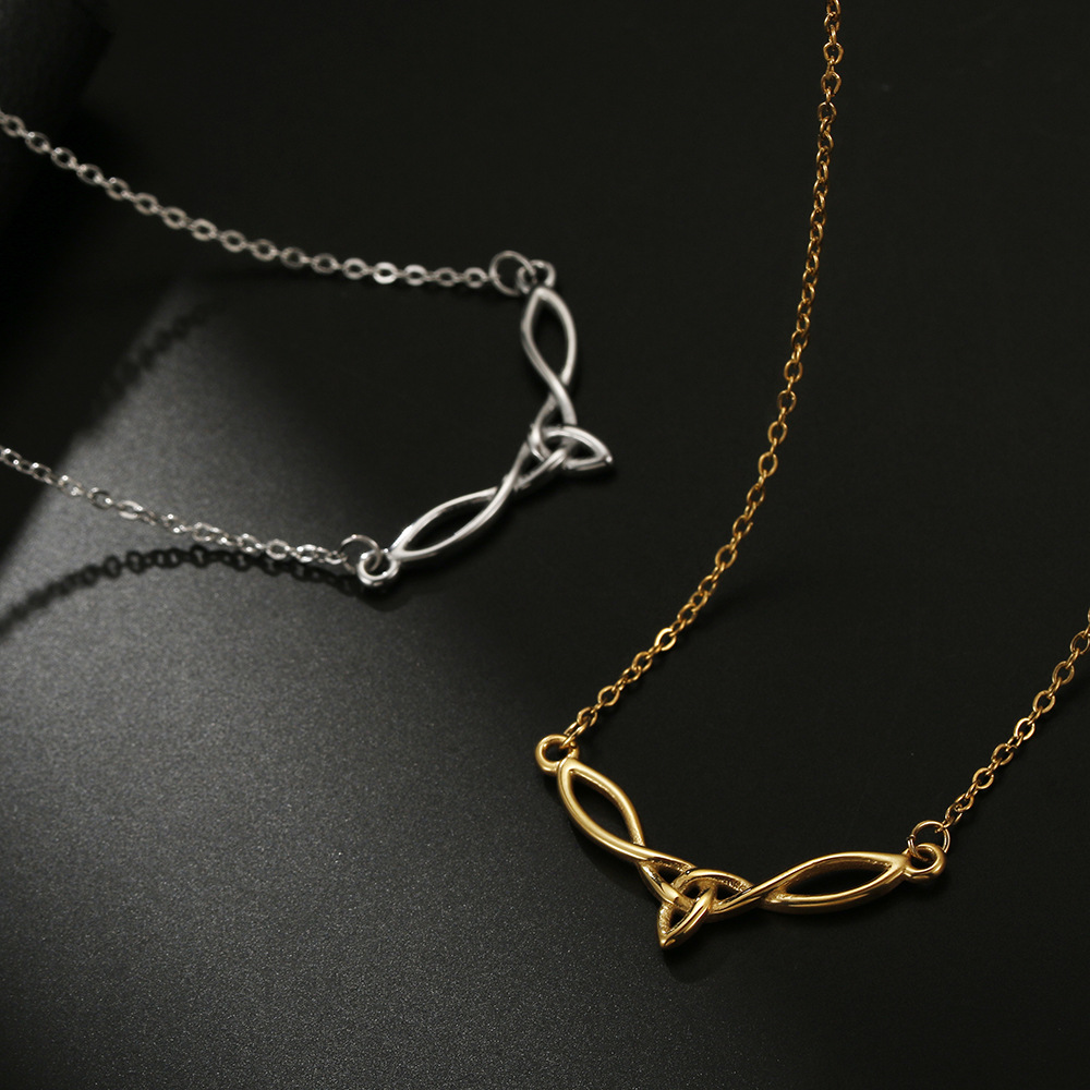 Korean Simple Stainless Steel Cast Geometric Woven Celtic Knot Pendant