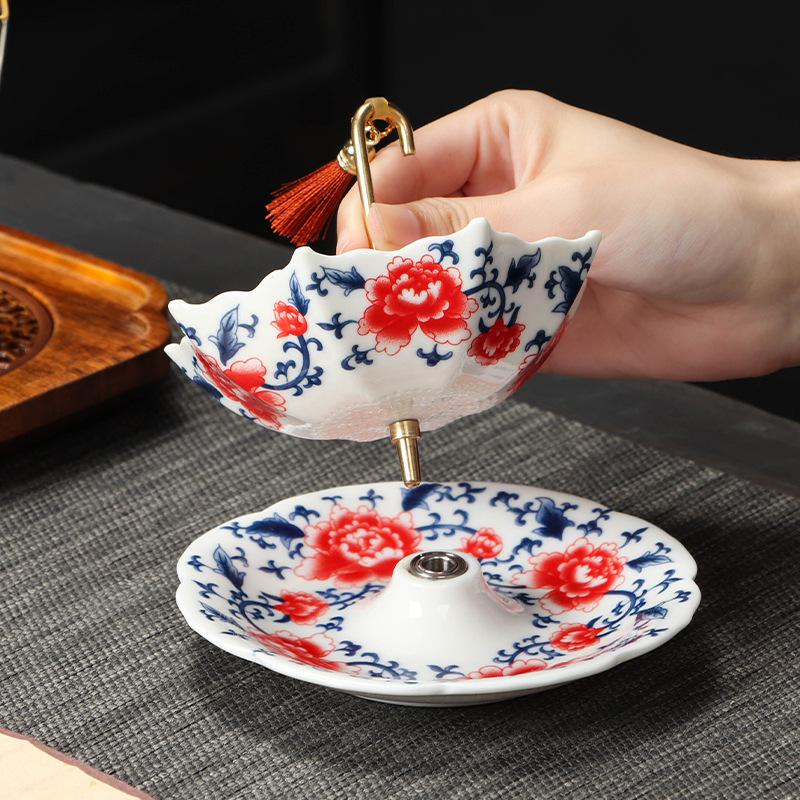 Ceramic coffee filter tea infuser ornament (peony umbrella