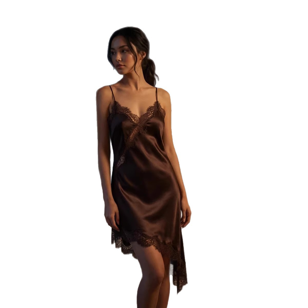 Womens Satin Patchwork Slip Dress