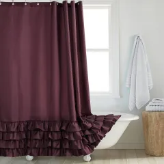 Fashion And Environment-friendly Polyester Fabrics Thickened Shower Curtain - Coffee Big Lace - View 1