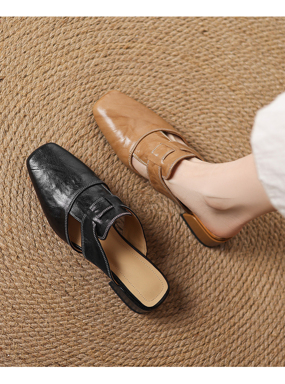 Retro Closed Toe Half Slippers