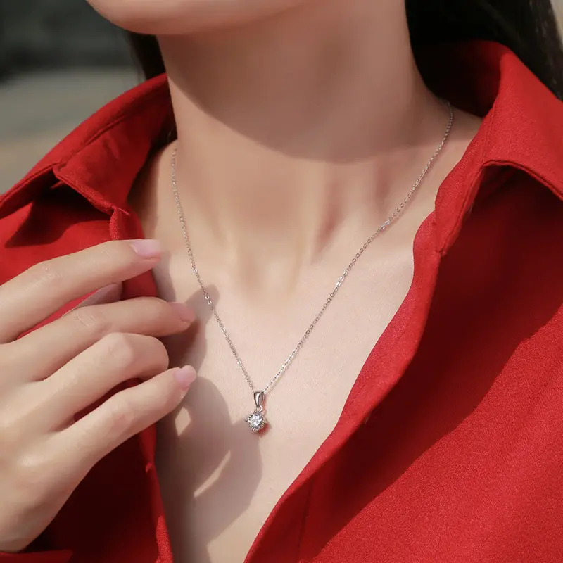 925 Silver Inlay Moissanite Mind Pendant Simple