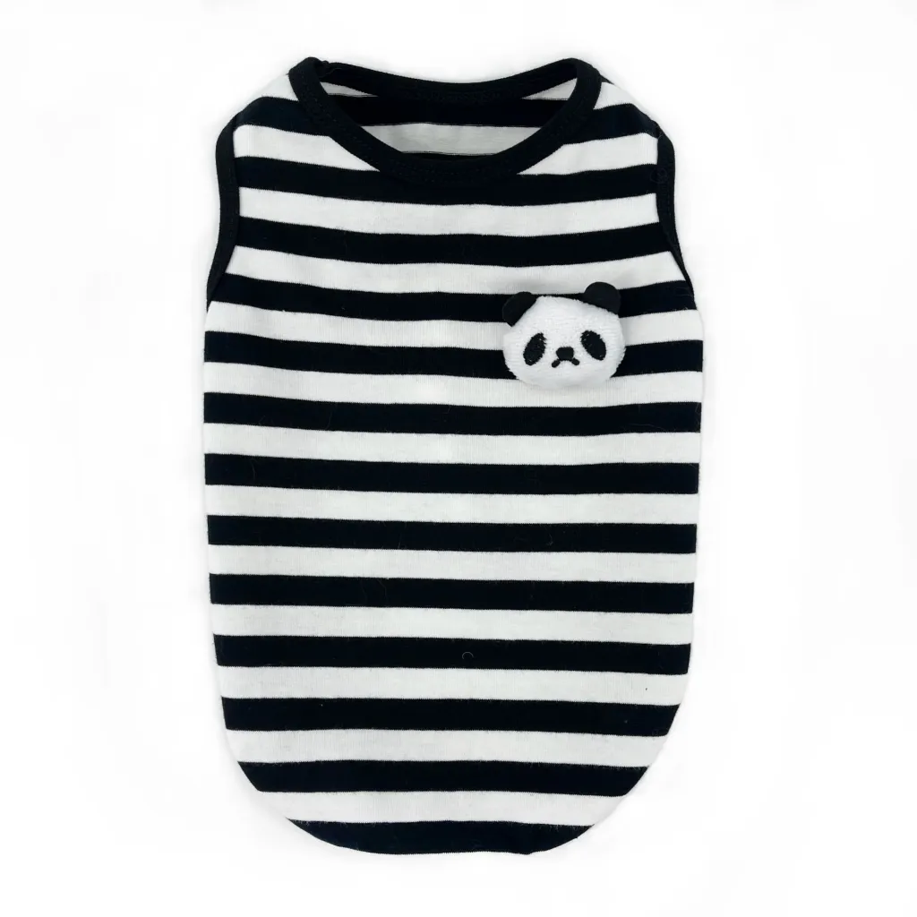 Striped Clothes Small Dog Pet Clothes Vest Type - Black And White Striped Panda