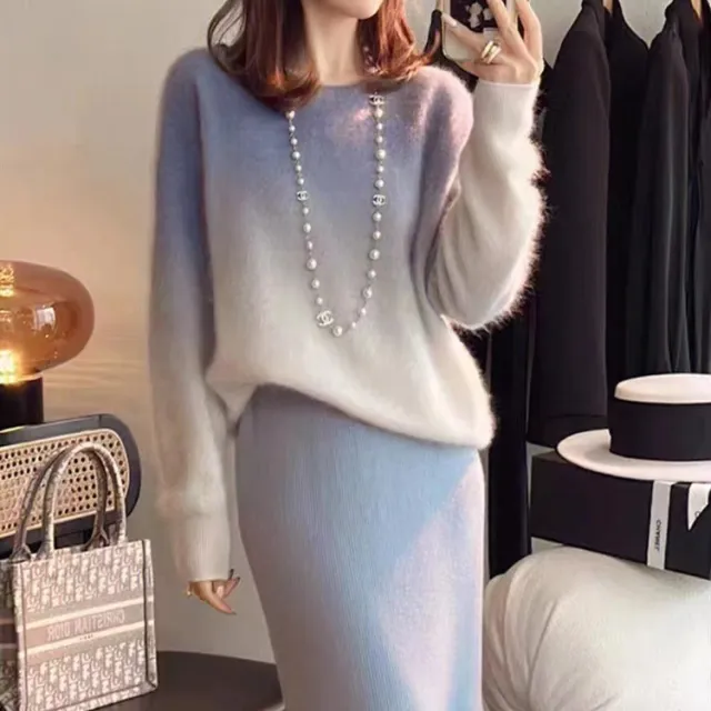 New Korean Style Crew Neck Pullover Sweater Blue - Shop at LoveMi