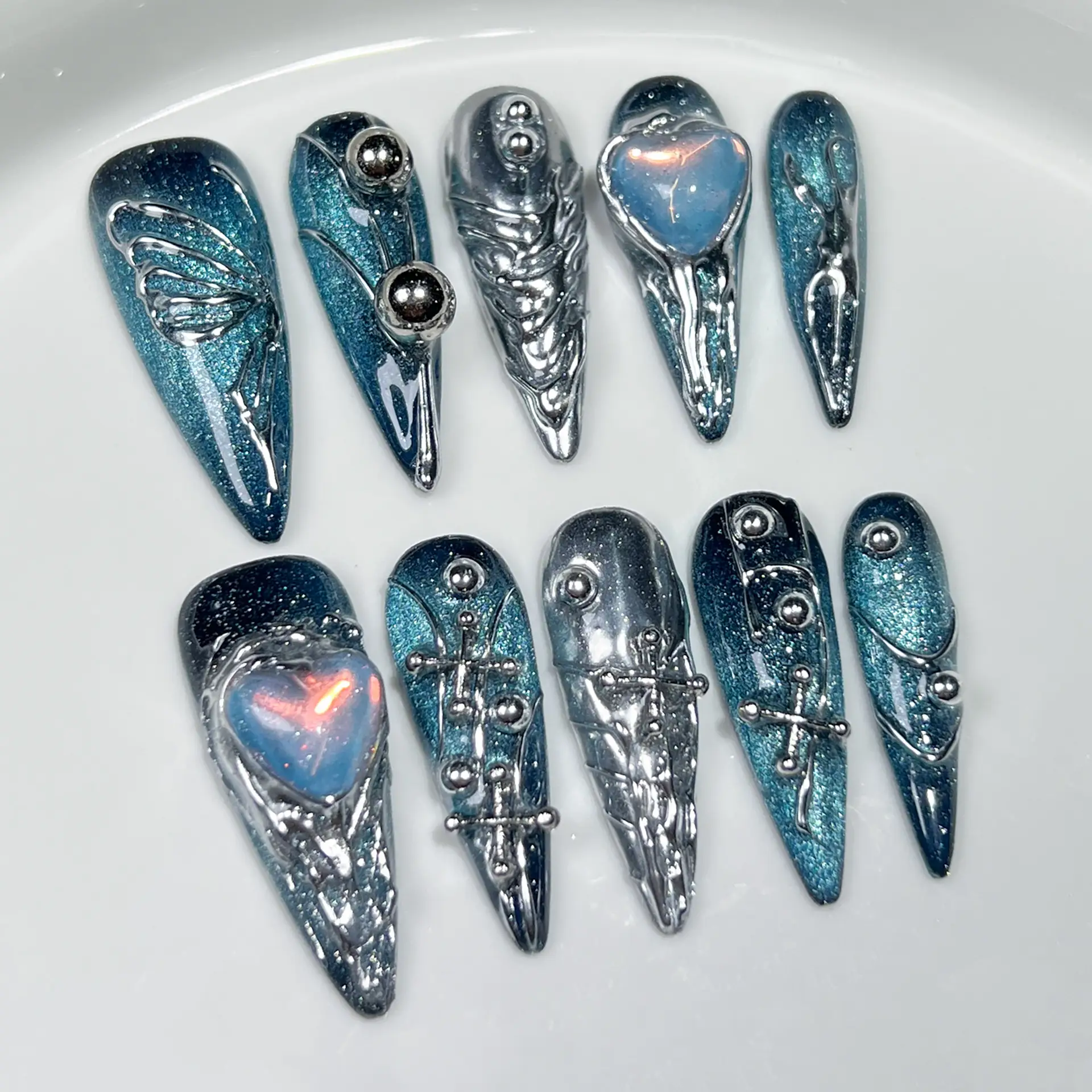 Handmade Nail Art Galaxy Creative Hand-painted Butterfly