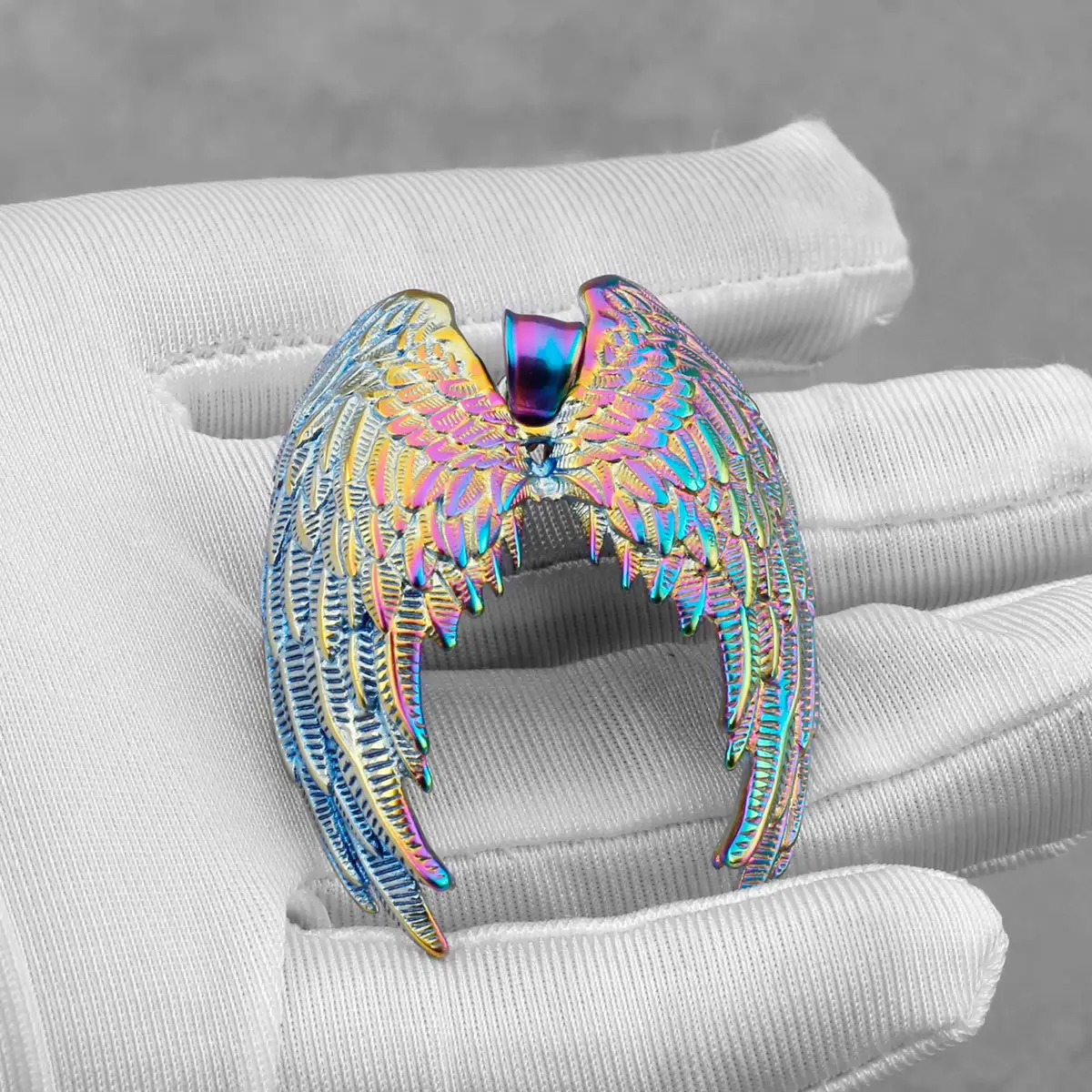 Vintage Angel Wings Colorful Wings Pendant Men's And Women's Hip Hop Versatile Titanium Steel Necklace Pendant