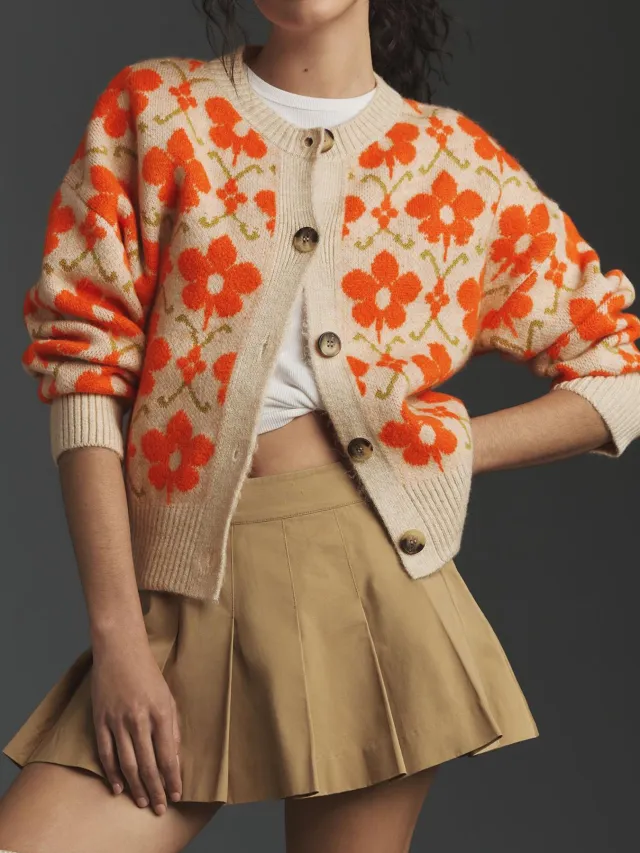 Elegant Button Long Sleeve Knitted Cardigan Jacket Apricot - Shop at LoveMi