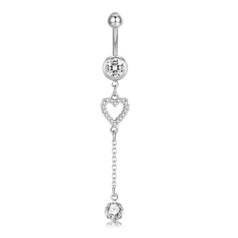 Butterfly Heart Zircon Minimalist Navel Piercing Jewelry