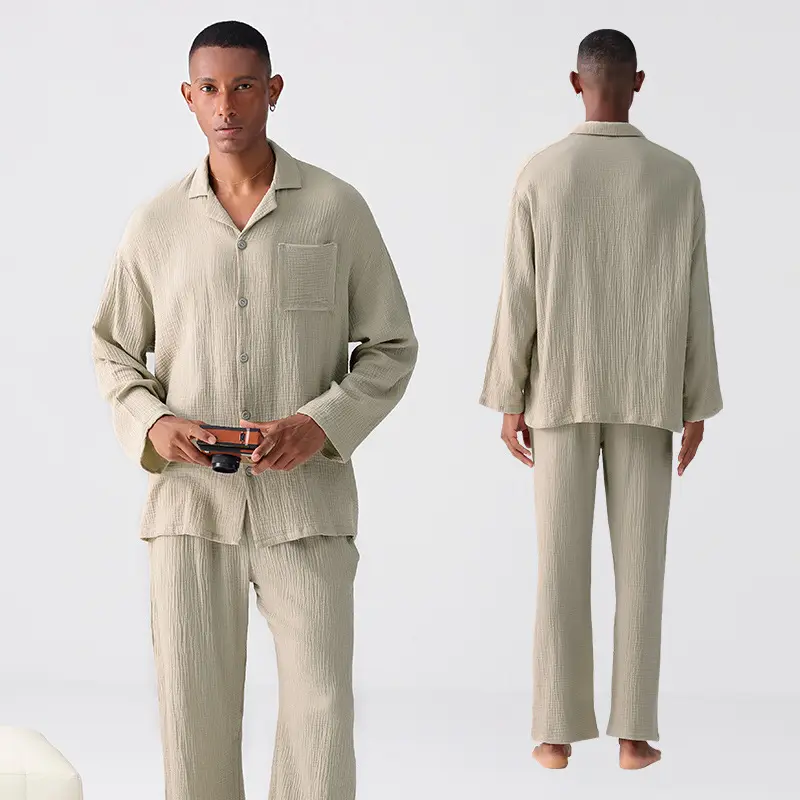 Woven Gauze Pajamas Men's Spring And Autumn