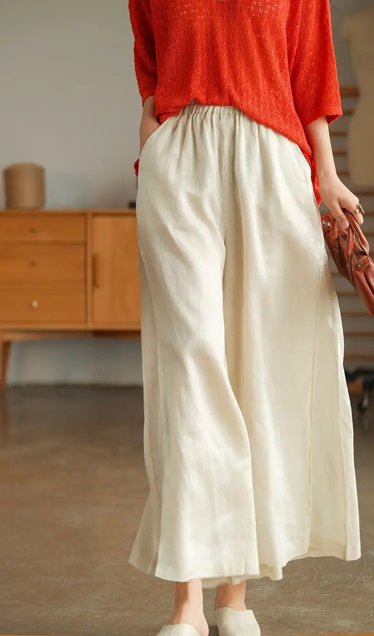 Title 12, High-quality Leisure Hemp Hemp Wide Leg Pants F...