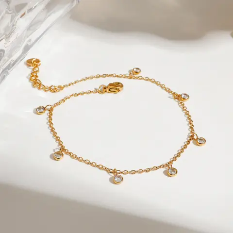 Stainless Steel All-match Zircon Anklet