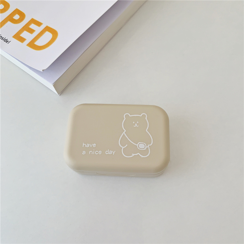 Personalized Backpack Little Bear Cosmetic Contact Lens Dual-Compartment Case 4