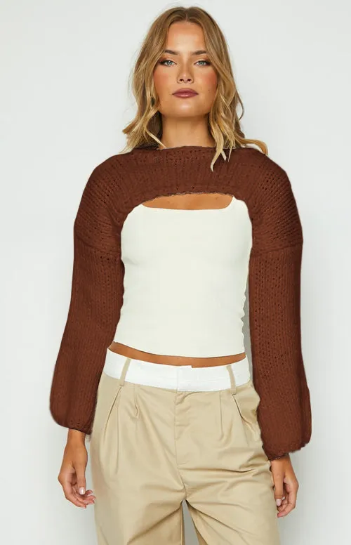Temperament Long Sleeve Short Casual Sweater Wine Red - Shop at LoveMi