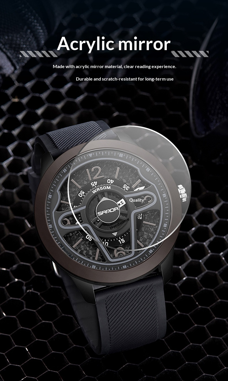 Sanda 9023 Creative Steering Wheel Quartz watch for Men