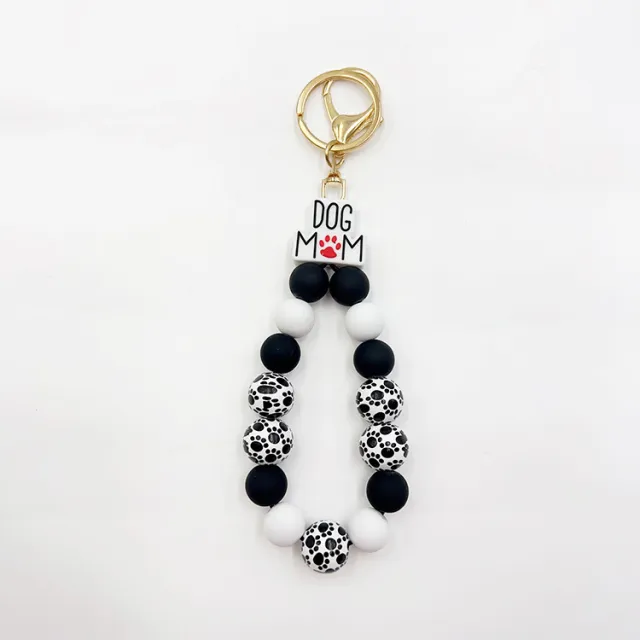 Silicone Wooden Beads Bracelet Keychain Cute Dog K438 - Shop at LoveMi