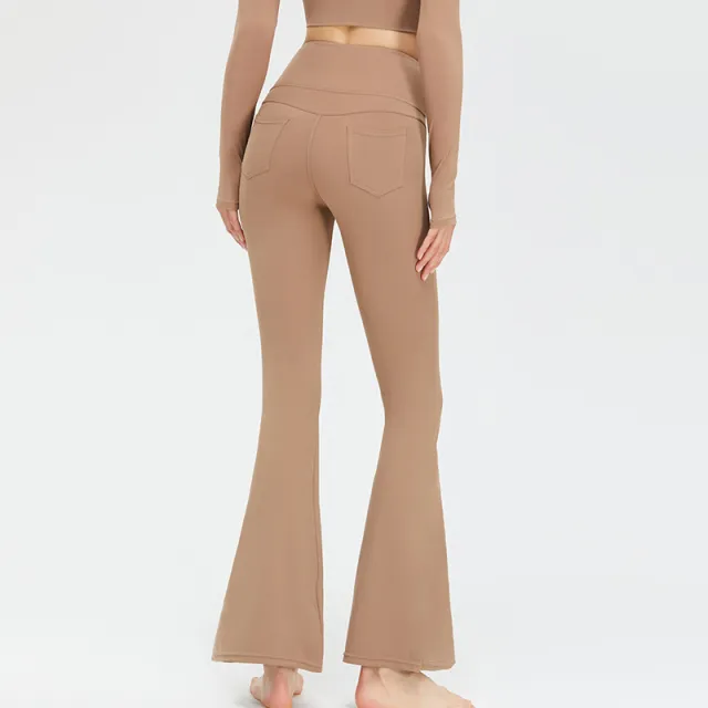High Waist Peach Pants Yoga Clothes Sports Hip Lifting Slightly Fitness Yoga Pants Raw Latte - Shop at LoveMi