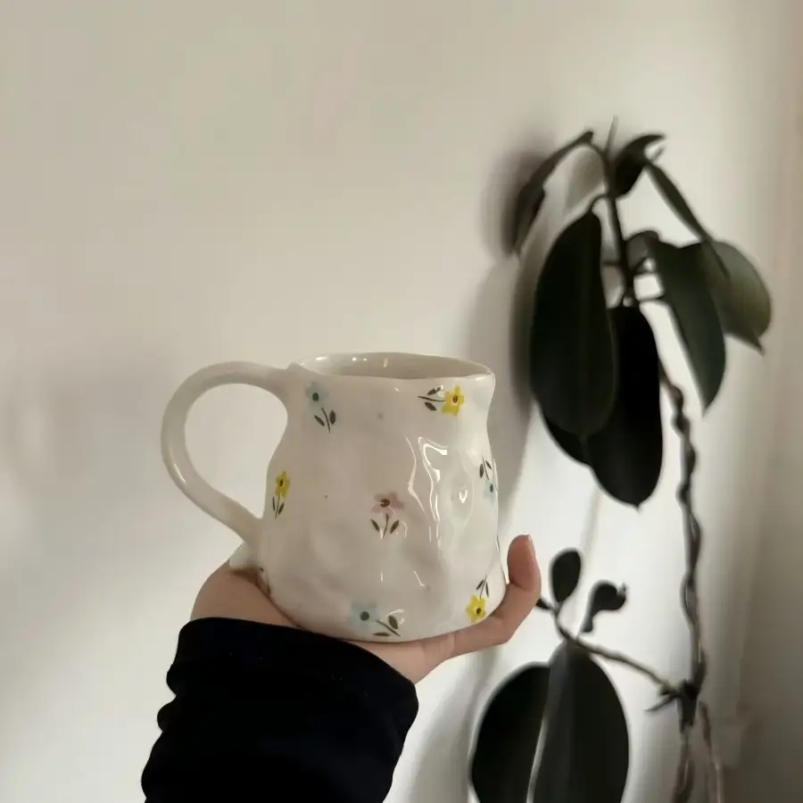 Isnfeng Hand-Painted Creative Ceramic Mug Irregular Coffee Cup