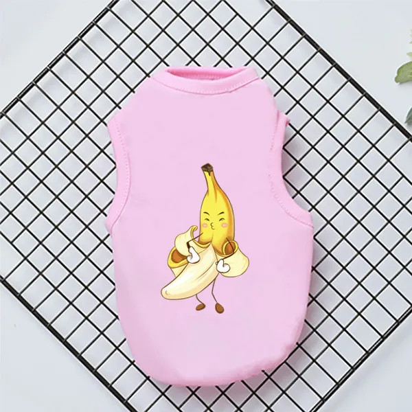 Puppy Dog Summer Thin Clothes Teddy Cat Pet Small Puppies Jarre Aero Bull Bichon Vest - Pink Banana