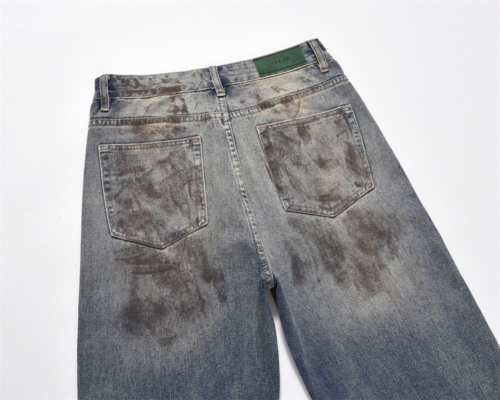 Fashion Washed And Worn Men's Dirty Jeans