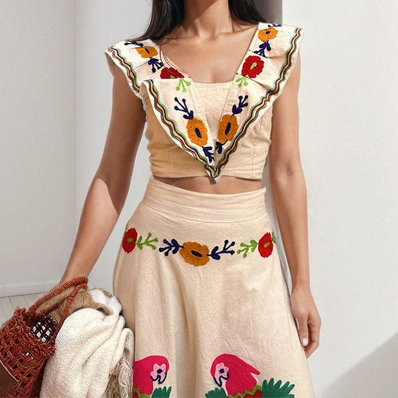 Fashion Personality Ins Printed Ruffles Suit Women