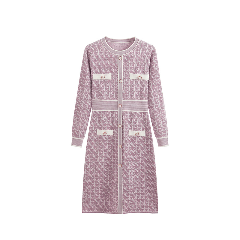 Jacquard A-Line Knitted Dress, picture 4 of 9